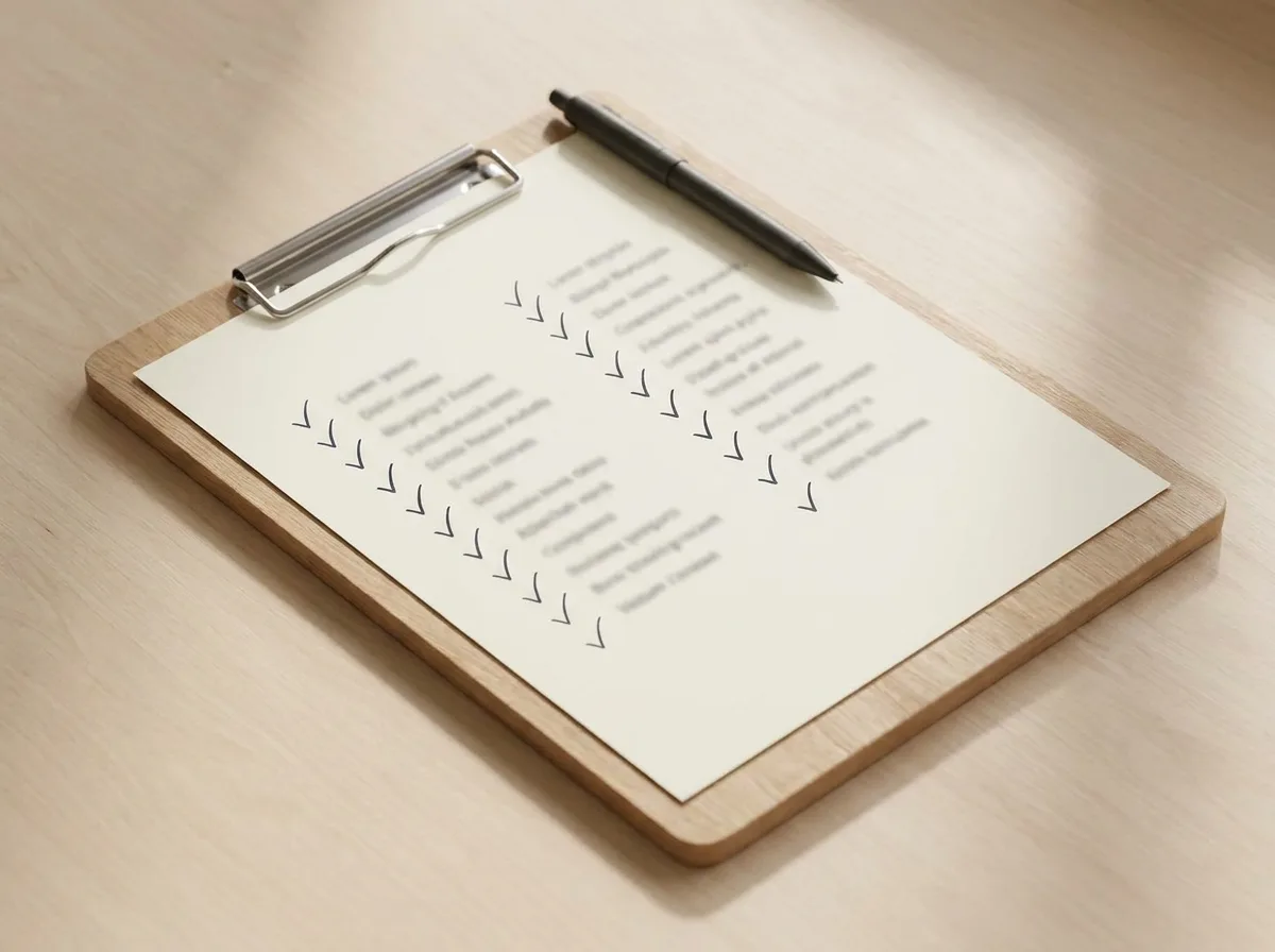 Clipboard cu listă de verificare bifată, simbol pentru checklist-ul operatorului